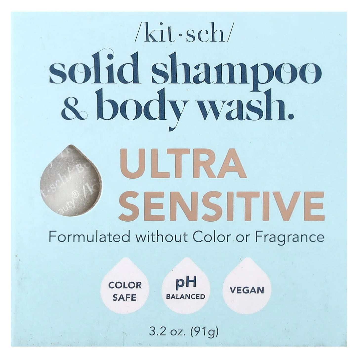 Kitsch, Solid Shampoo & Body Wash Bar, Ultra Sensitive, 3.2 oz (91 g) - Image 1