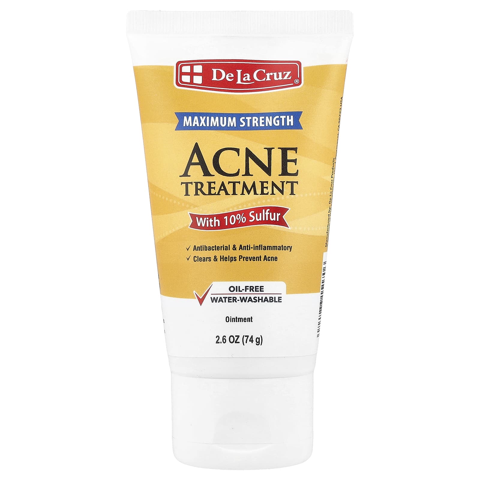 De La Cruz Acne Treatment Ointment with Sulfur - Maximum Strength Acne Clearing - Image 1