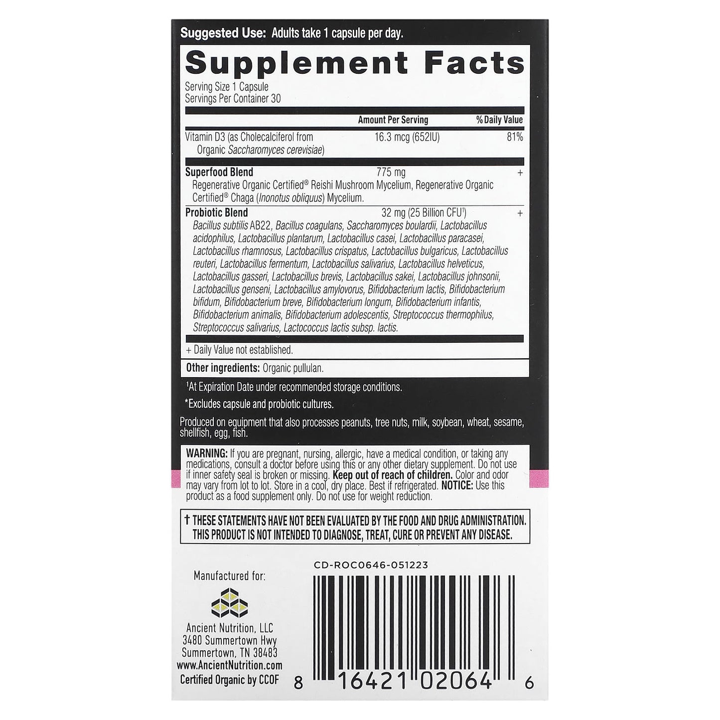 Women's Daily Probiotics Supplement, 25B CFU, USDA Organic, 30 Capsules - Image 2