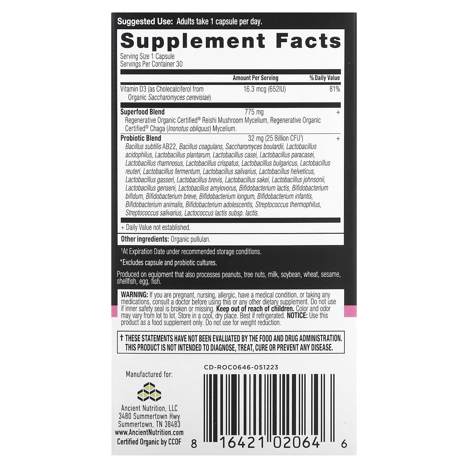 Women's Daily Probiotics Supplement, 25B CFU, USDA Organic, 30 Capsules - Image 2