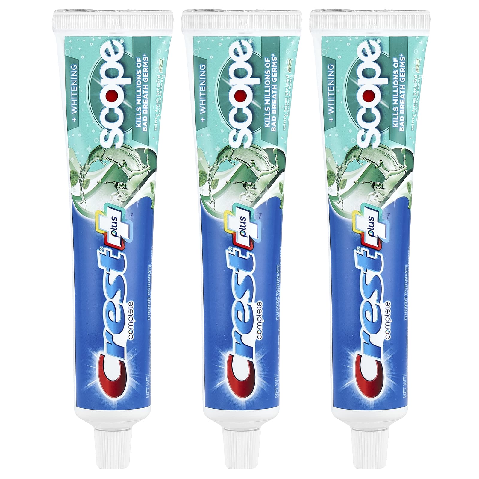 Crest Complete Plus Toothpaste, 3 Pack, Whitening, Fluoride, Minty Fresh - Image 1