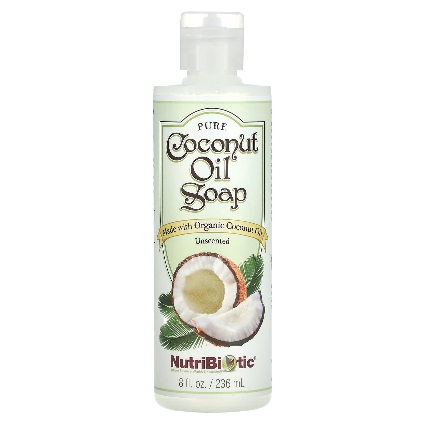 NutriBiotic, Pure Coconut Oil Soap, Unscented, 8 fl oz (236 ml) - Image 1