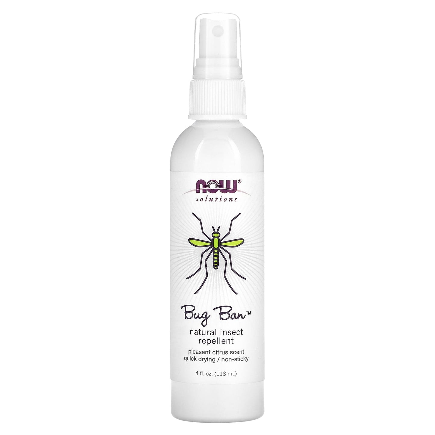 NOW Foods, Bug Ban, Natural Insect Repellent, Citrus, 4 fl oz (118 ml) - Image 1