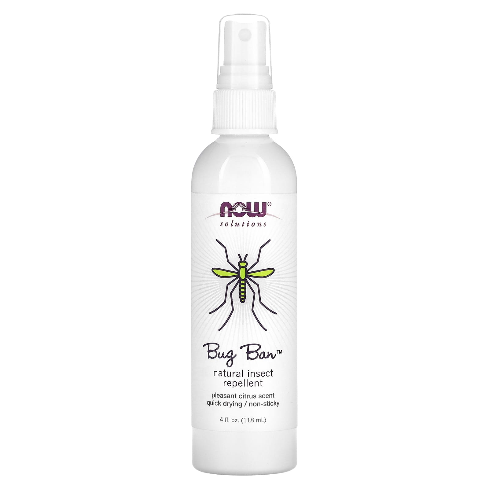 NOW Foods, Bug Ban, Natural Insect Repellent, Citrus, 4 fl oz (118 ml) - Image 1