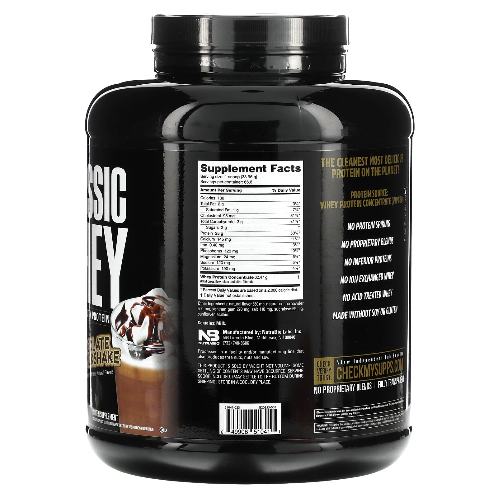 NutraBio, Classic Whey Protein, Chocolate Milkshake, 5 lbs (2,268 g) - Image 2