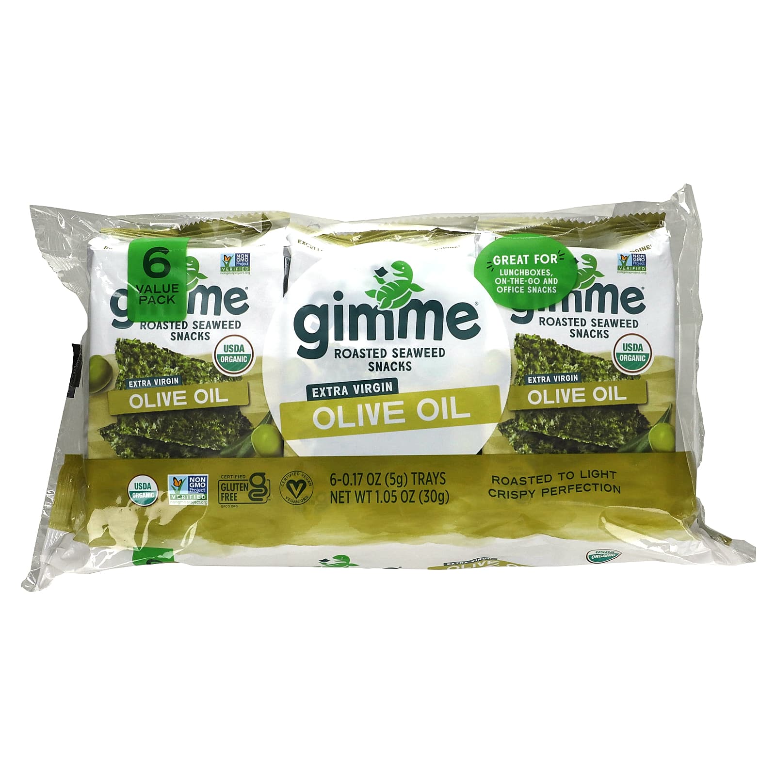 Organic GimMe Seaweed Snacks, 6-Pack, Vegan & Gluten-Free - Image 1