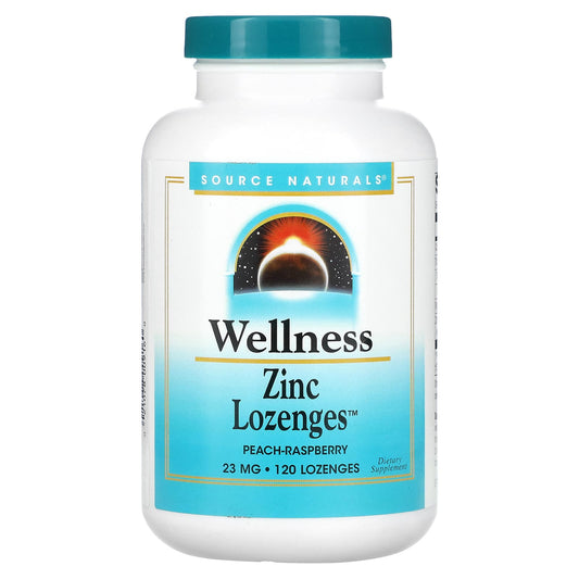 Source Naturals, Wellness Zinc Lozenges™, Peach-Raspberry, 23 mg, 120 Lozenges - Image 1