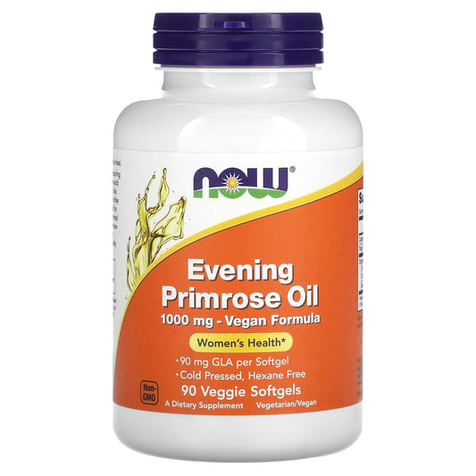 NOW Foods, Evening Primrose Oil, 1,000 mg, 90 Veggie Softgels - Image 1