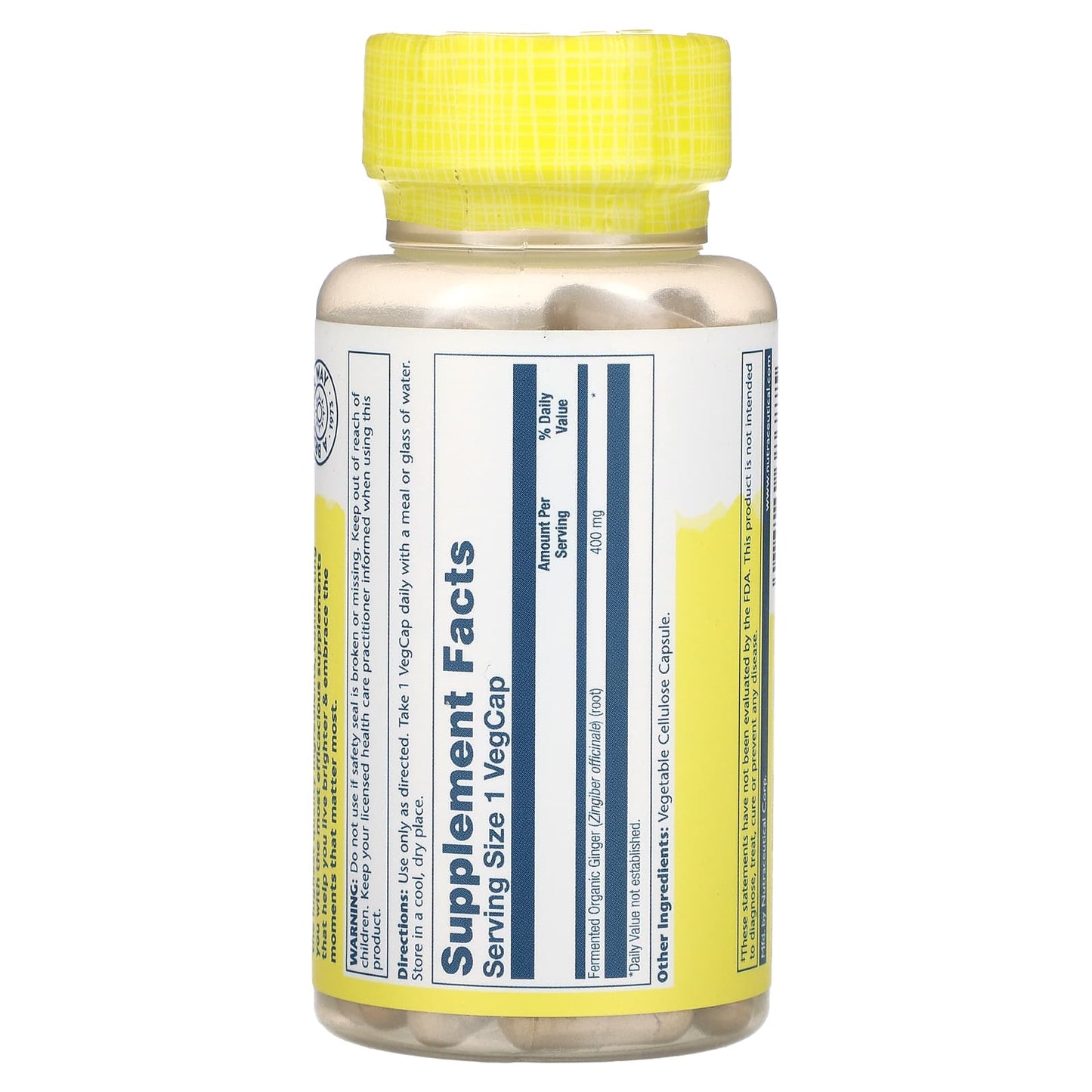 Solaray, Fermented Ginger, 400 mg, 100 VegCaps - Image 2