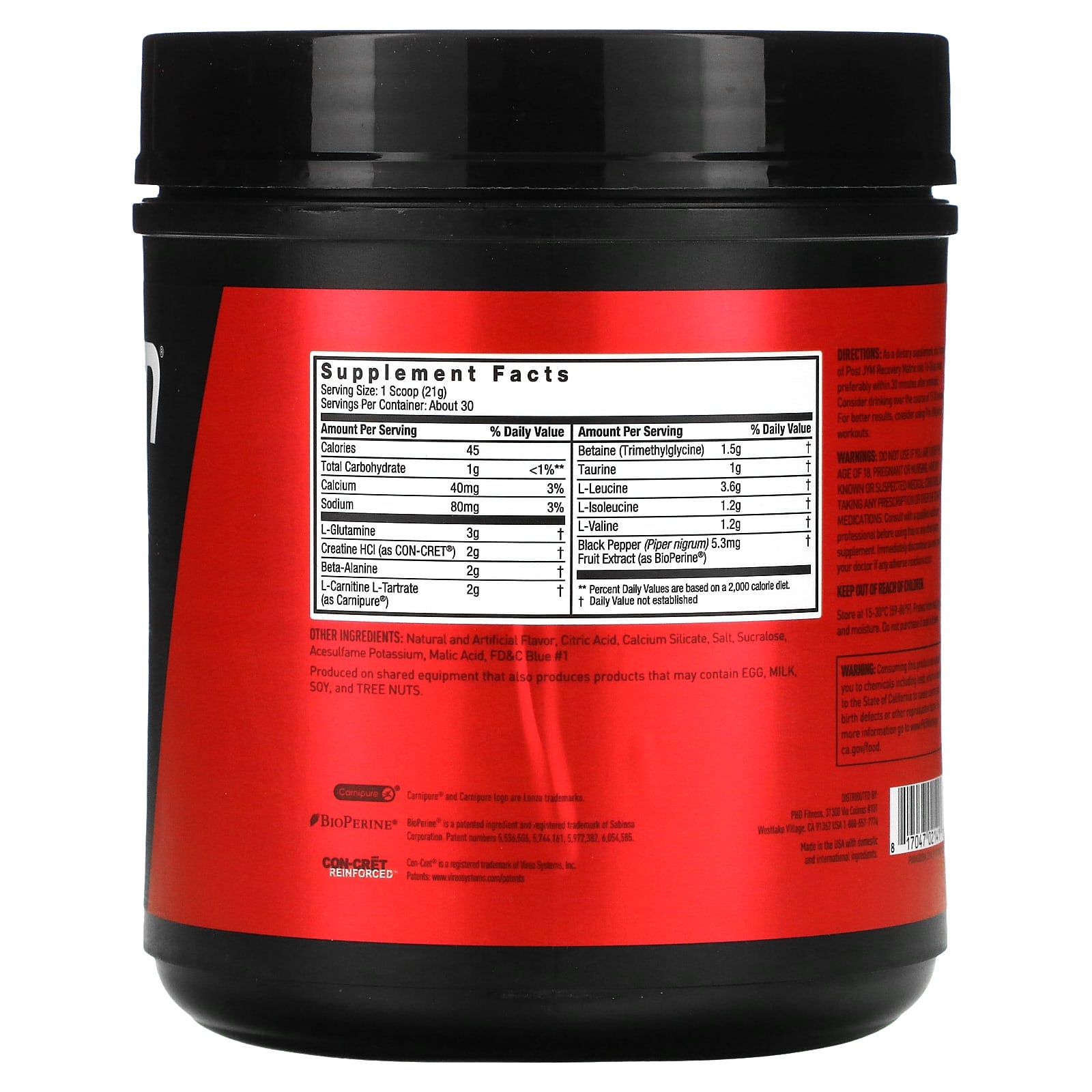 Post Workout Recovery Matrix by JYM Supplement Science - 1.4 lbs (630 g) - Image 2