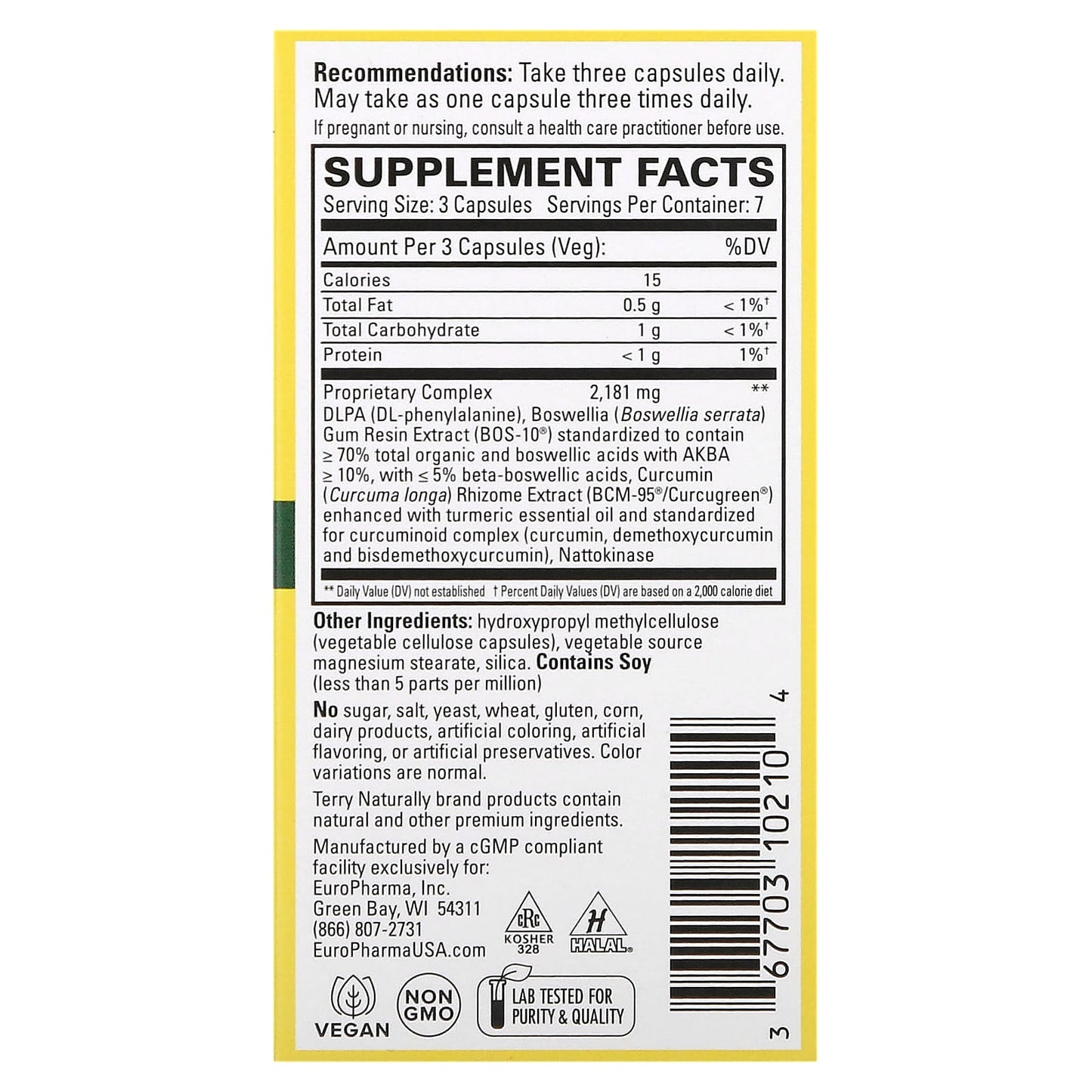 Terry Naturally, Curamin, Pain Relief, 21 Capsules - Image 2