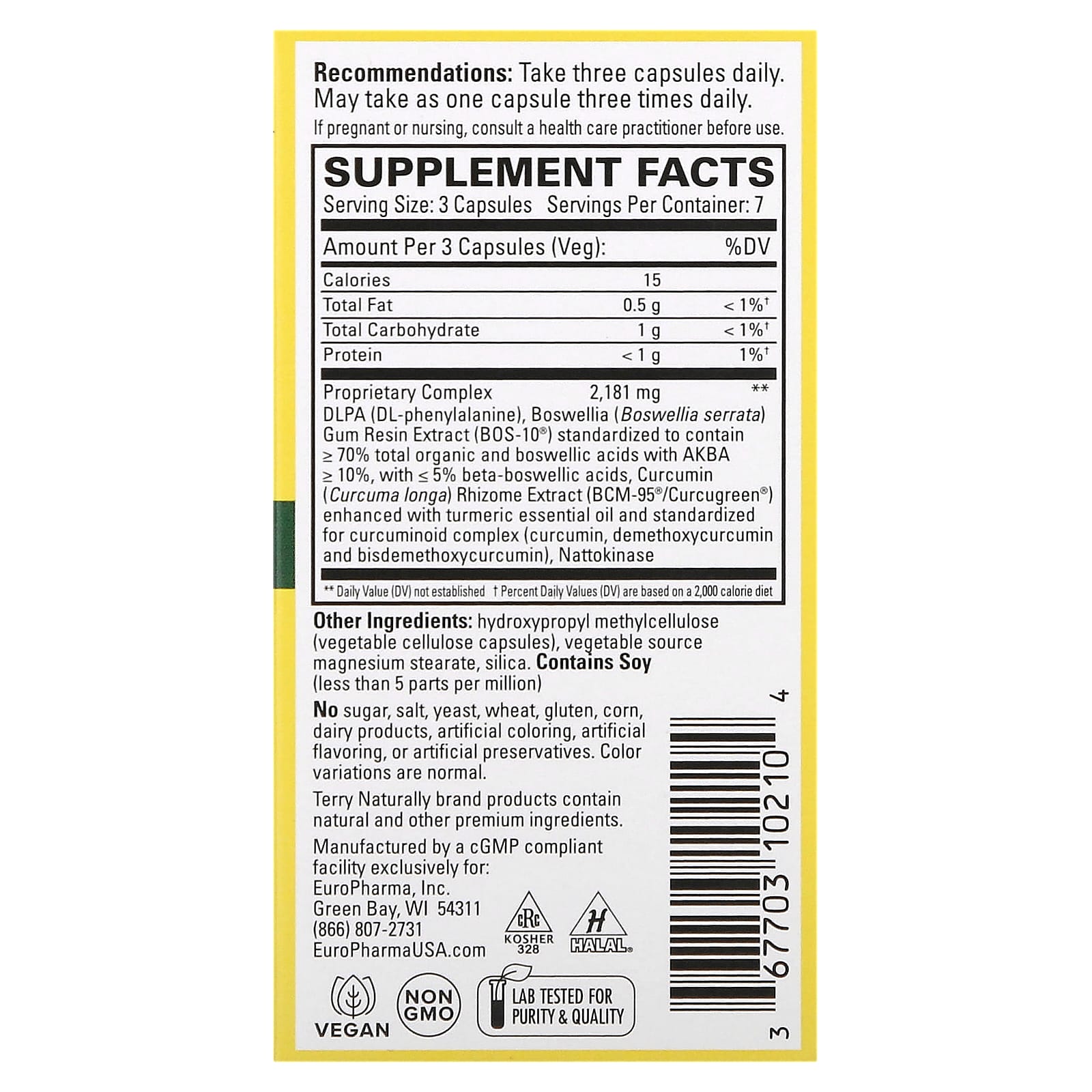 Terry Naturally, Curamin, Pain Relief, 21 Capsules - Image 2