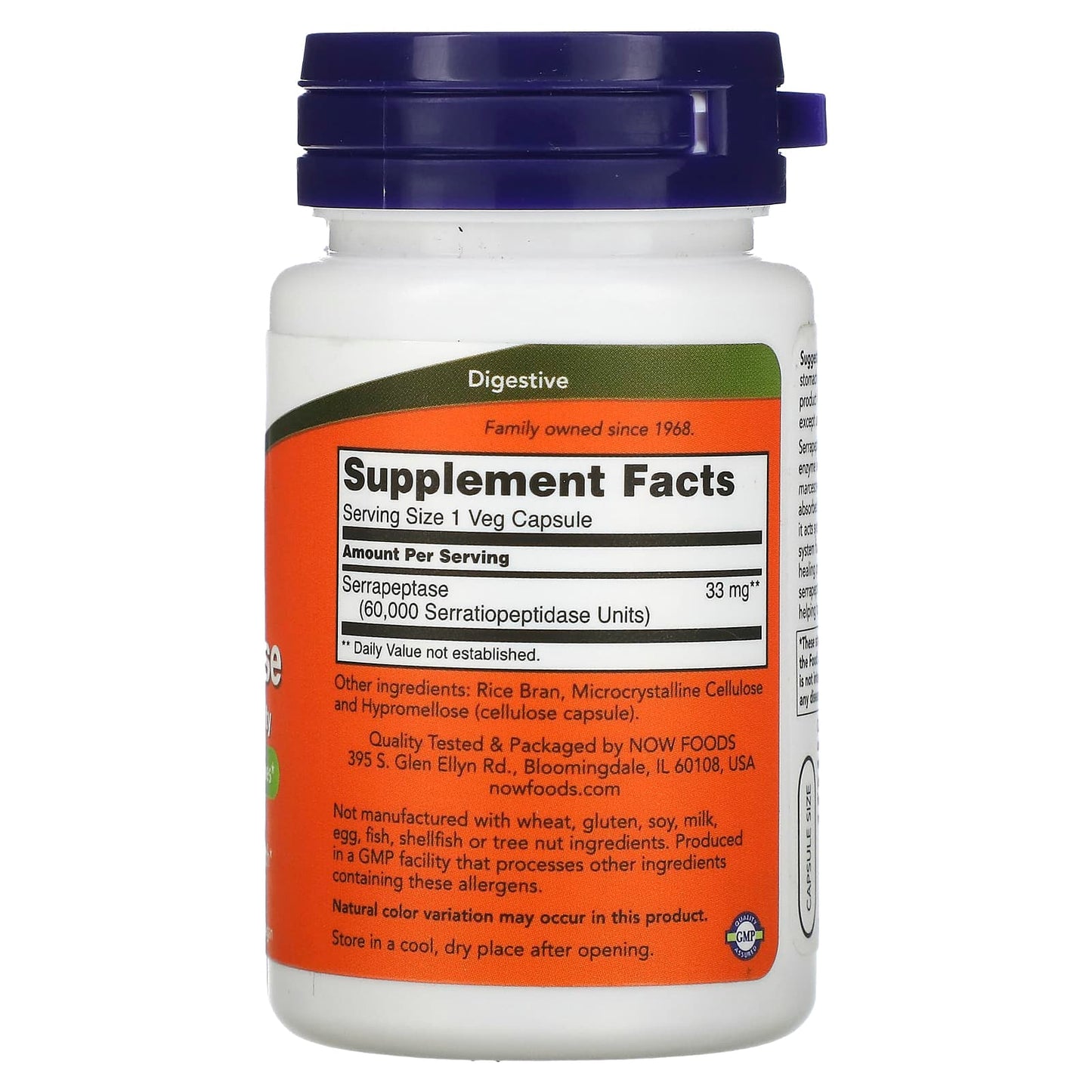 NOW Foods, Serrapeptase, 33 mg, 60 Veg Capsules - Image 2