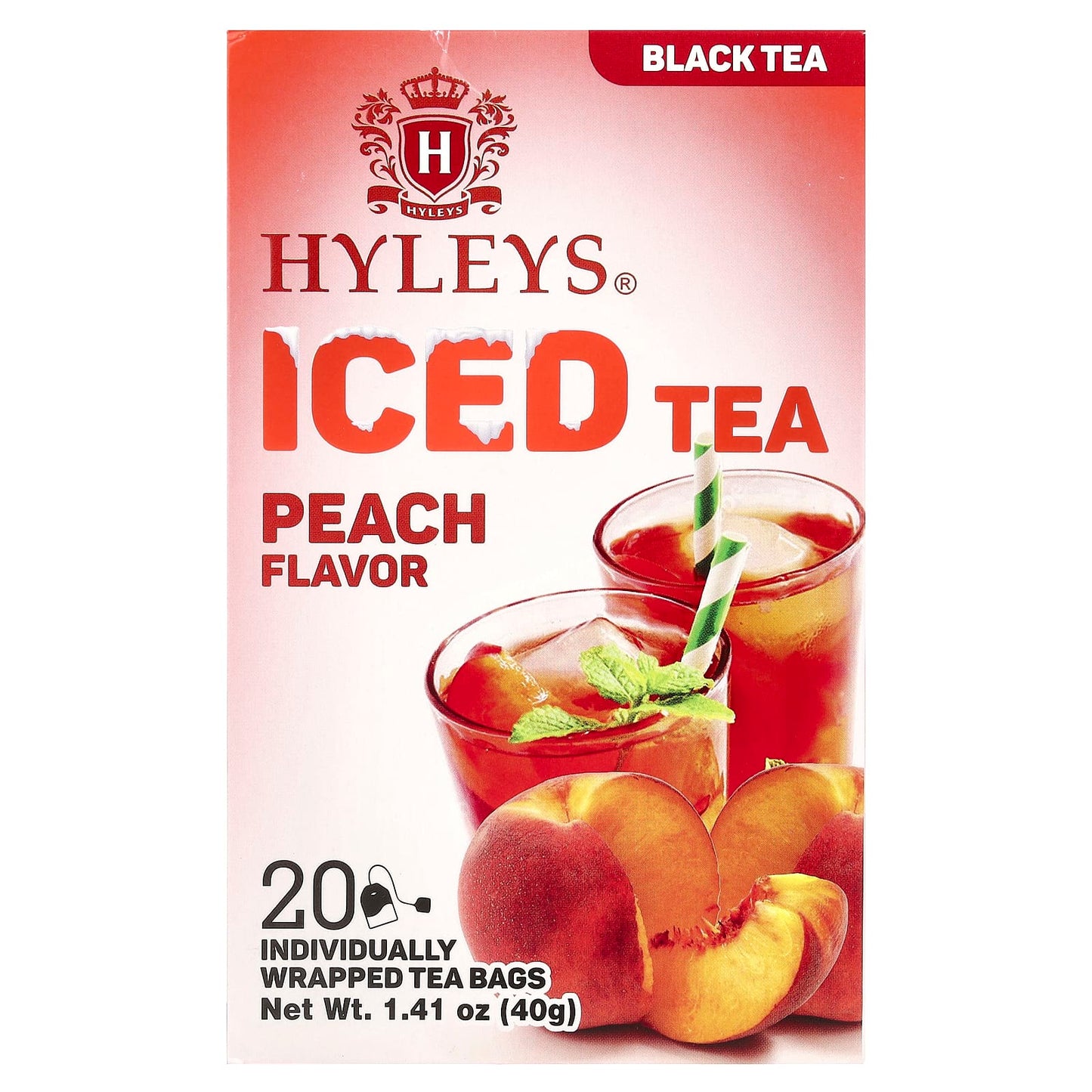 Individually Wrapped Iced Tea Bags by Hyleys Tea - Refreshing Peach Flavor - Image 1
