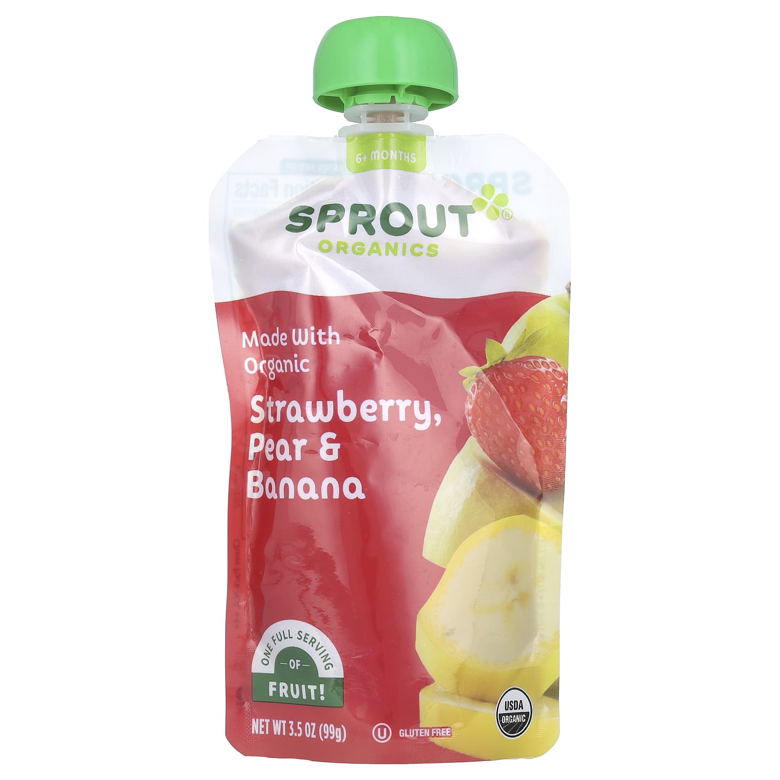 Sprout Organics, Baby Food, 6 Months & Up, Strawberry, Pear, & Banana, 3.5 oz (99 g) - Image 1
