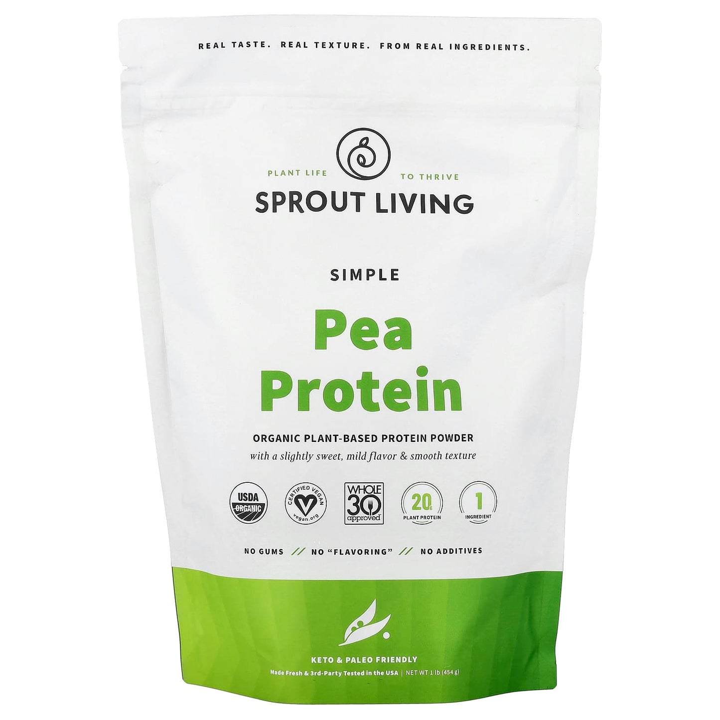 Sprout Living, Simple Pea Protein, 1 lb (454 g) - Image 1