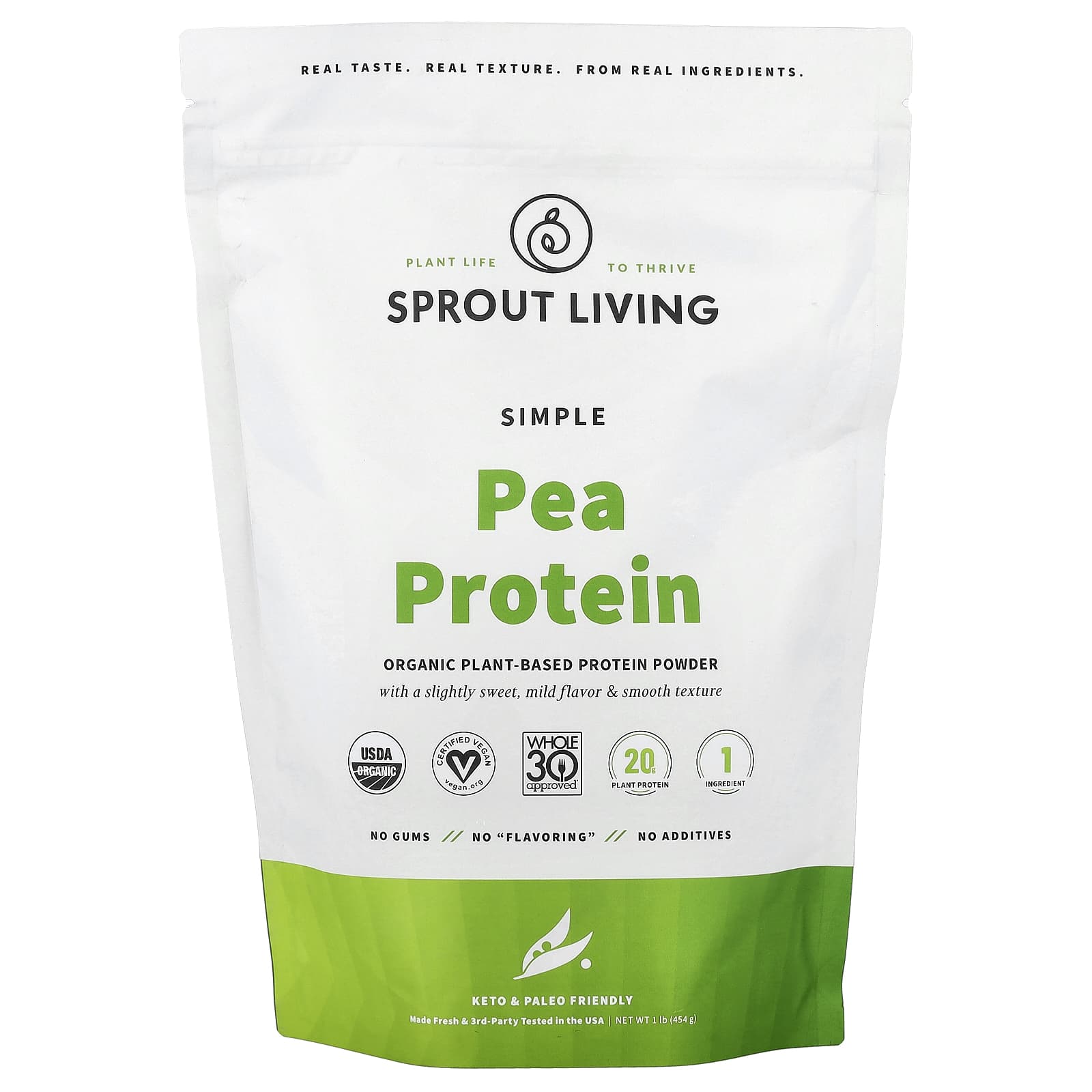 Sprout Living, Simple Pea Protein, 1 lb (454 g) - Image 1