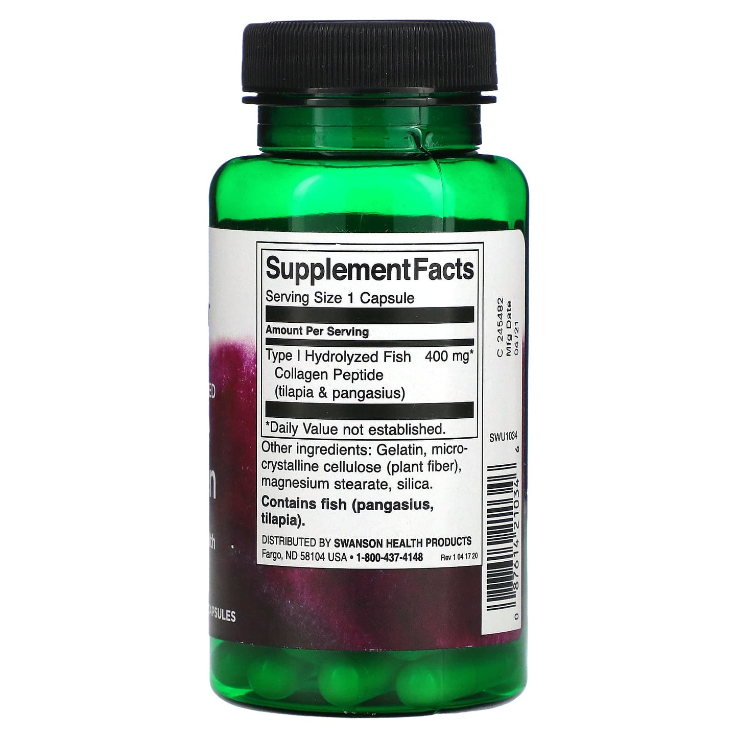 Swanson, Marine Collagen, 400 mg, 60 Capsules - Image 2