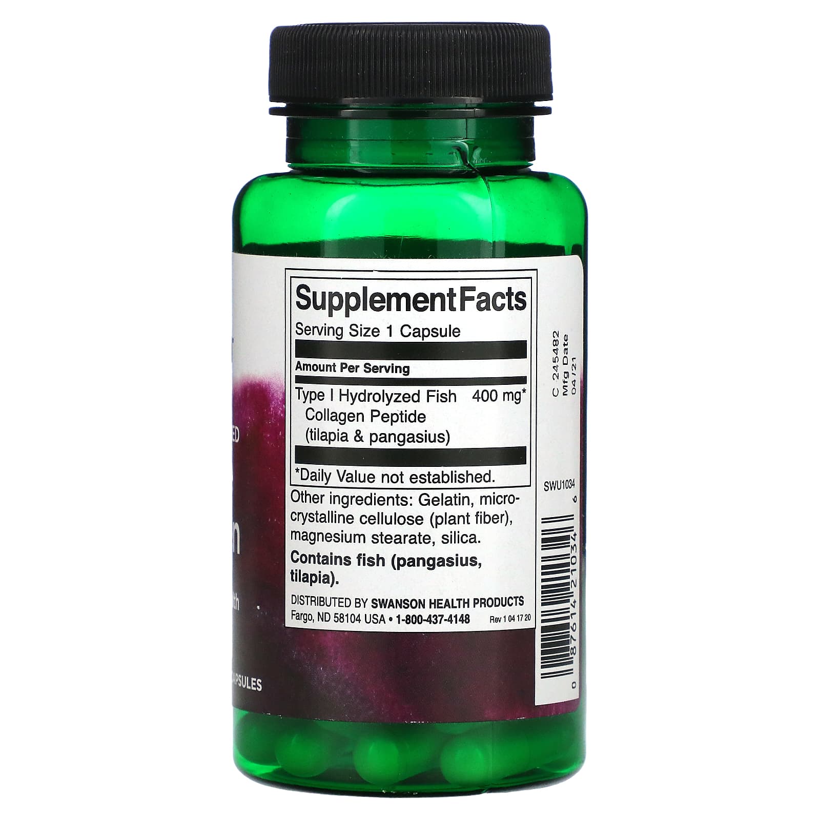 Swanson, Marine Collagen, 400 mg, 60 Capsules - Image 2