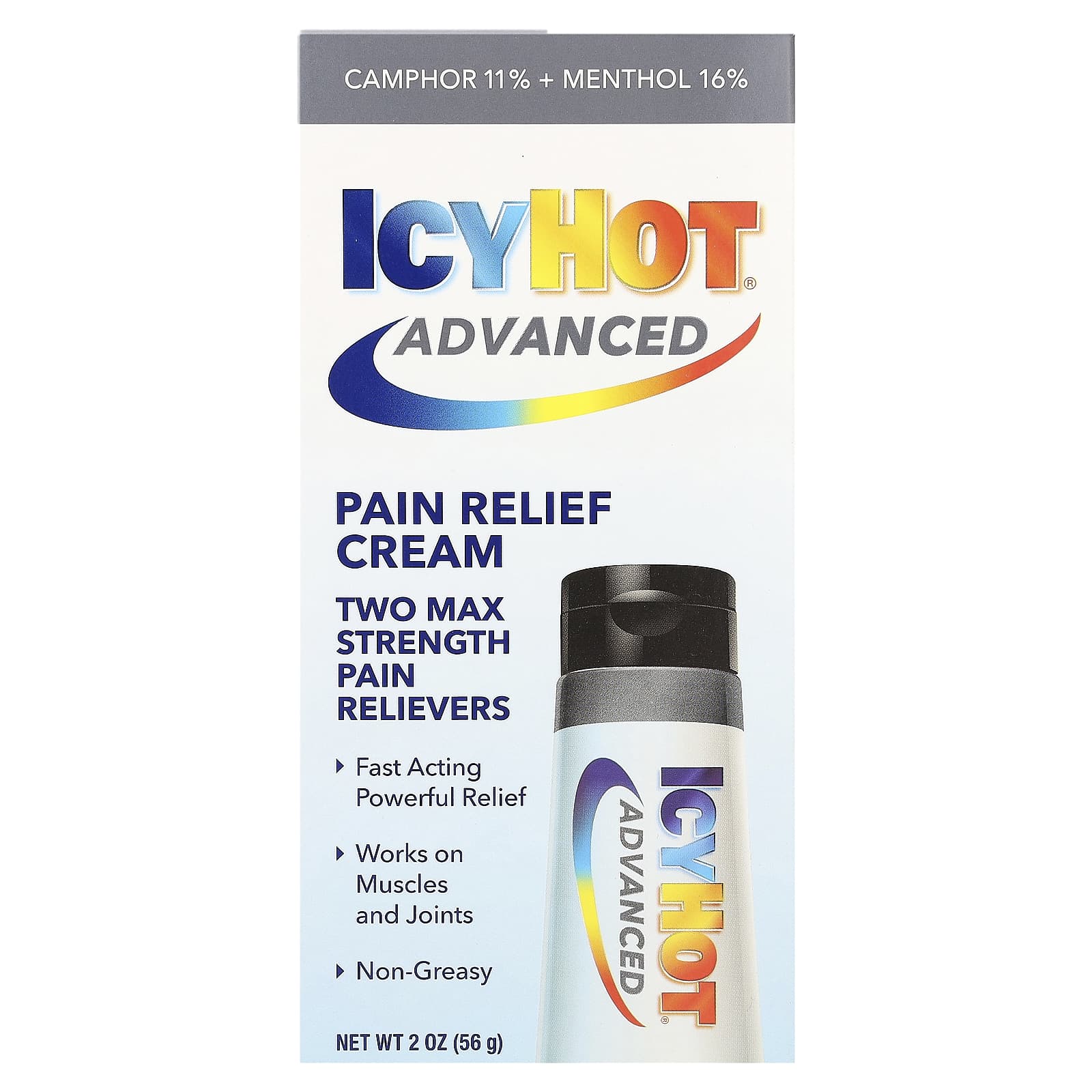 Icy Hot Advanced Pain Relief Cream, 2 oz (56g) - Fast Acting & Non-Greasy - Image 1