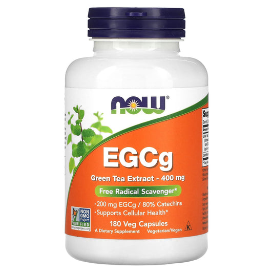 NOW Foods, EGCg, Green Tea Extract, 400 mg, 180 Veg Capsules - Image 1