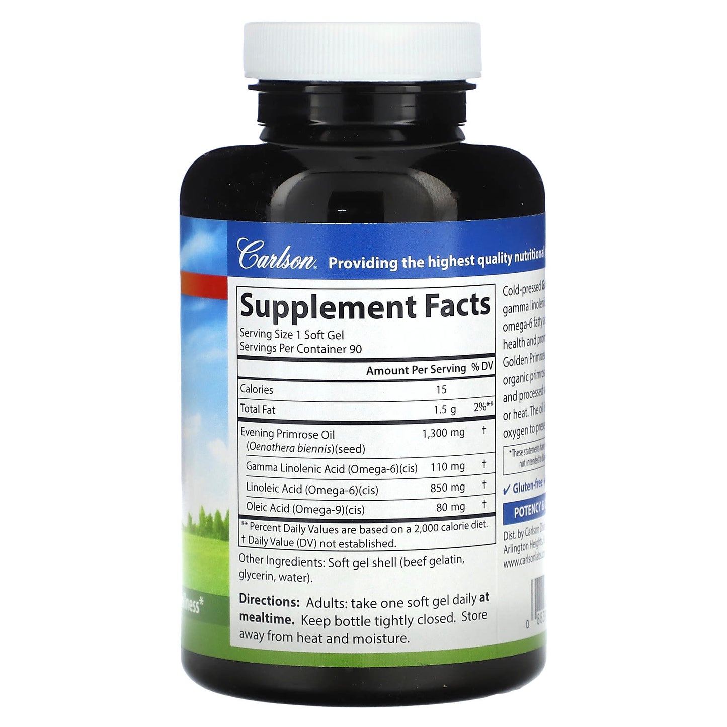 Carlson Cold-Pressed Golden Primrose Oil 1300mg 90 Soft Gels - Image 2