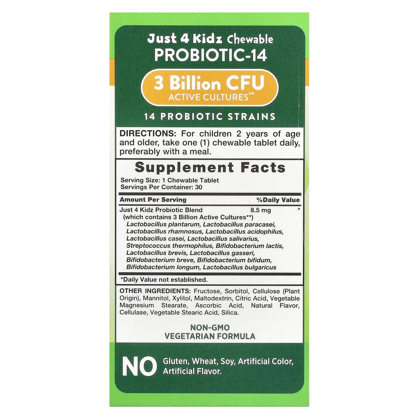 Nature's Truth, Just 4 Kidz, Chewable Probiotic-14, Natural Berry , 3 Billion CFU , 30 Chewable Tablets - Image 2