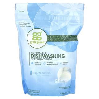 Grab Green, Automatic Dishwashing Detergent Pods, Fragrance Free, 24 Loads, 15.2