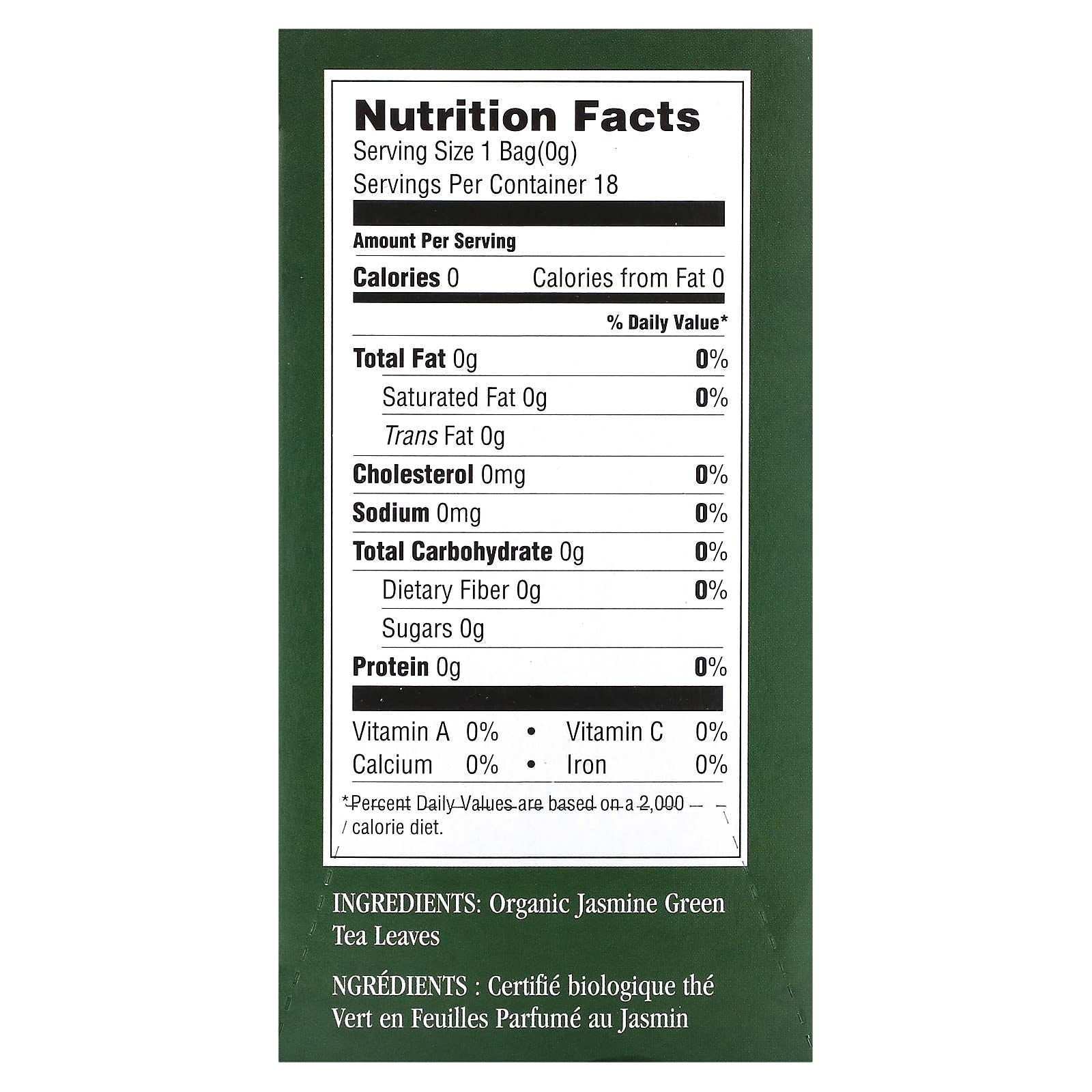 Uncle Lee's Tea, Organic Jasmine Green Tea, 18 Tea Bags, 1.14 oz (32.4 g) - Image 2