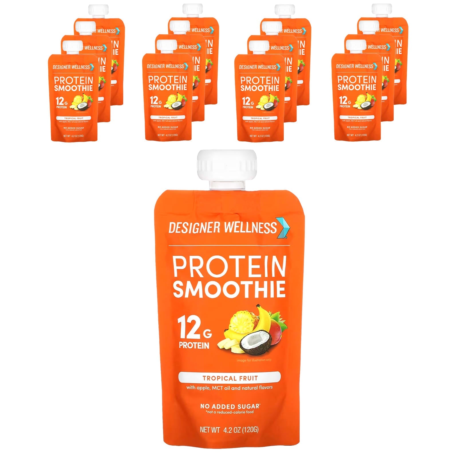 Tropical Fruit Protein Smoothie Packs by Designer Wellness, 12g Protein, 12ct - Image 1