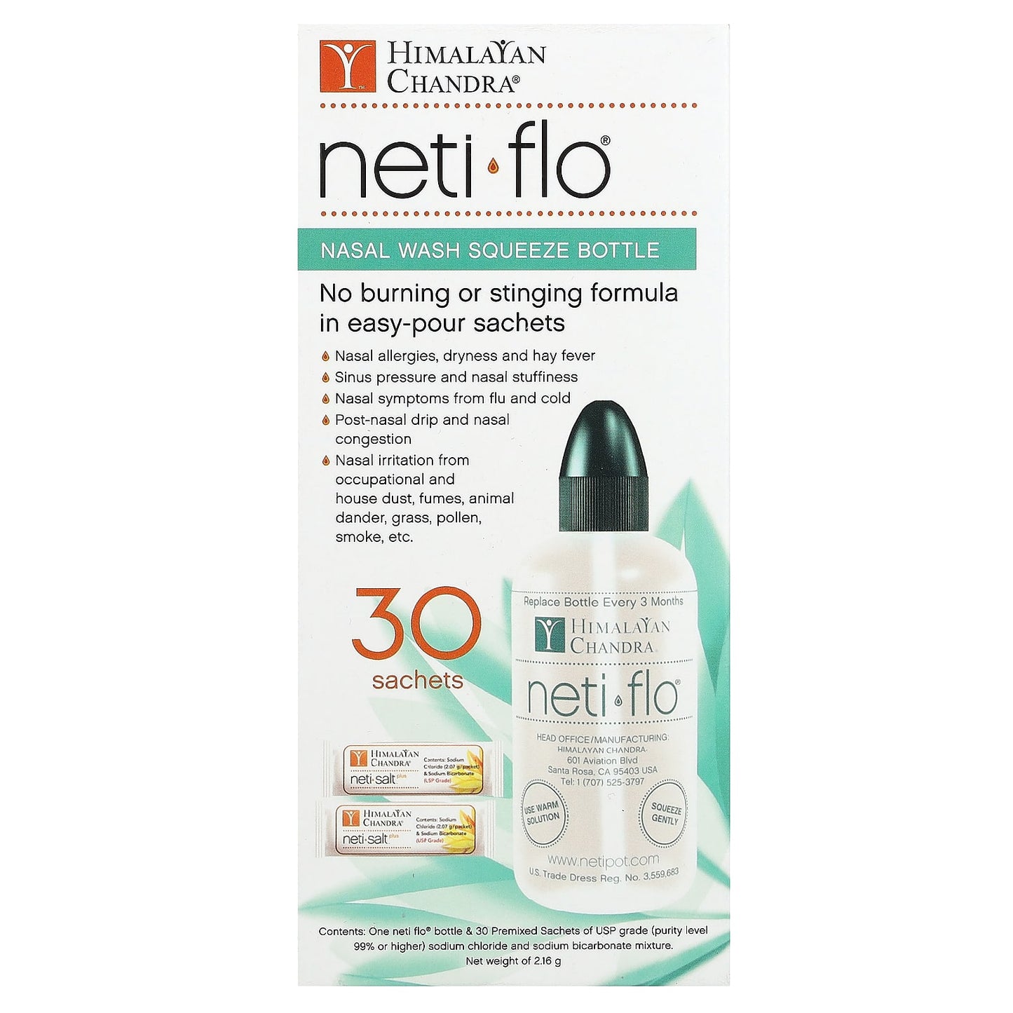 Himalayan Chandra Nasal Salt Squeeze Bottle with Neti Sachets for Sinus Relief - Image 1