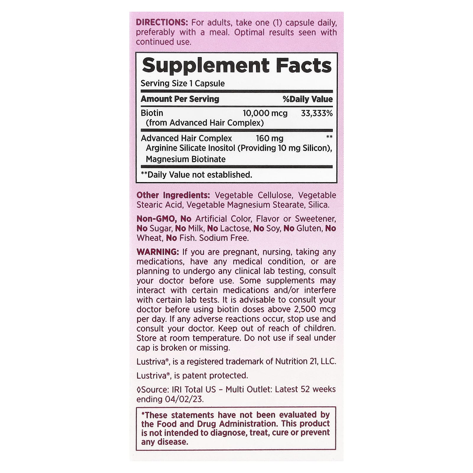 Nature's Bounty, Optimal Solutions®, Hair Growth, 30 Capsules - Image 2