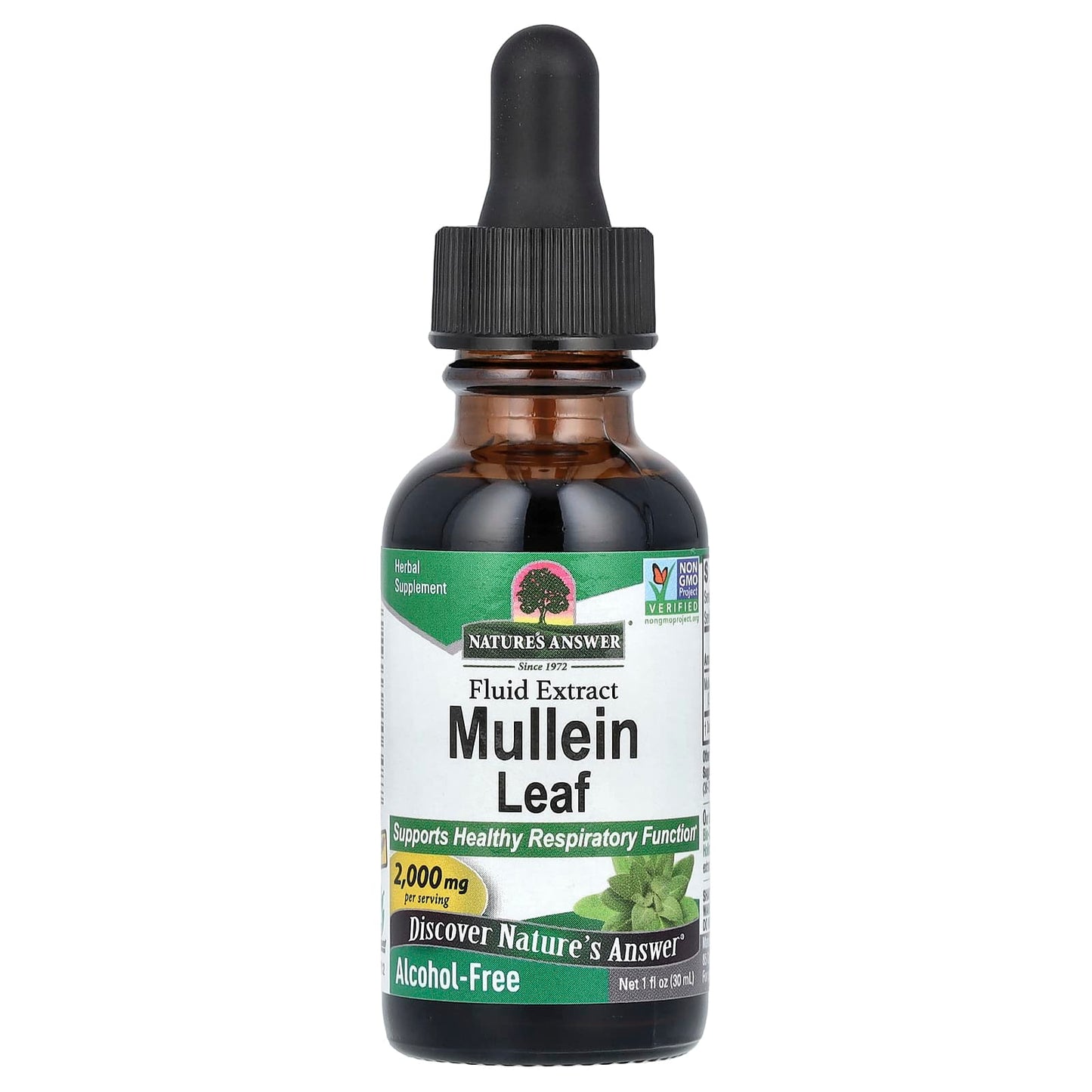 Nature's Answer, Mullein Leaf, Fluid Extract, Alcohol-Free , 2,000 mg, 1 fl oz (30 ml) - Image 1