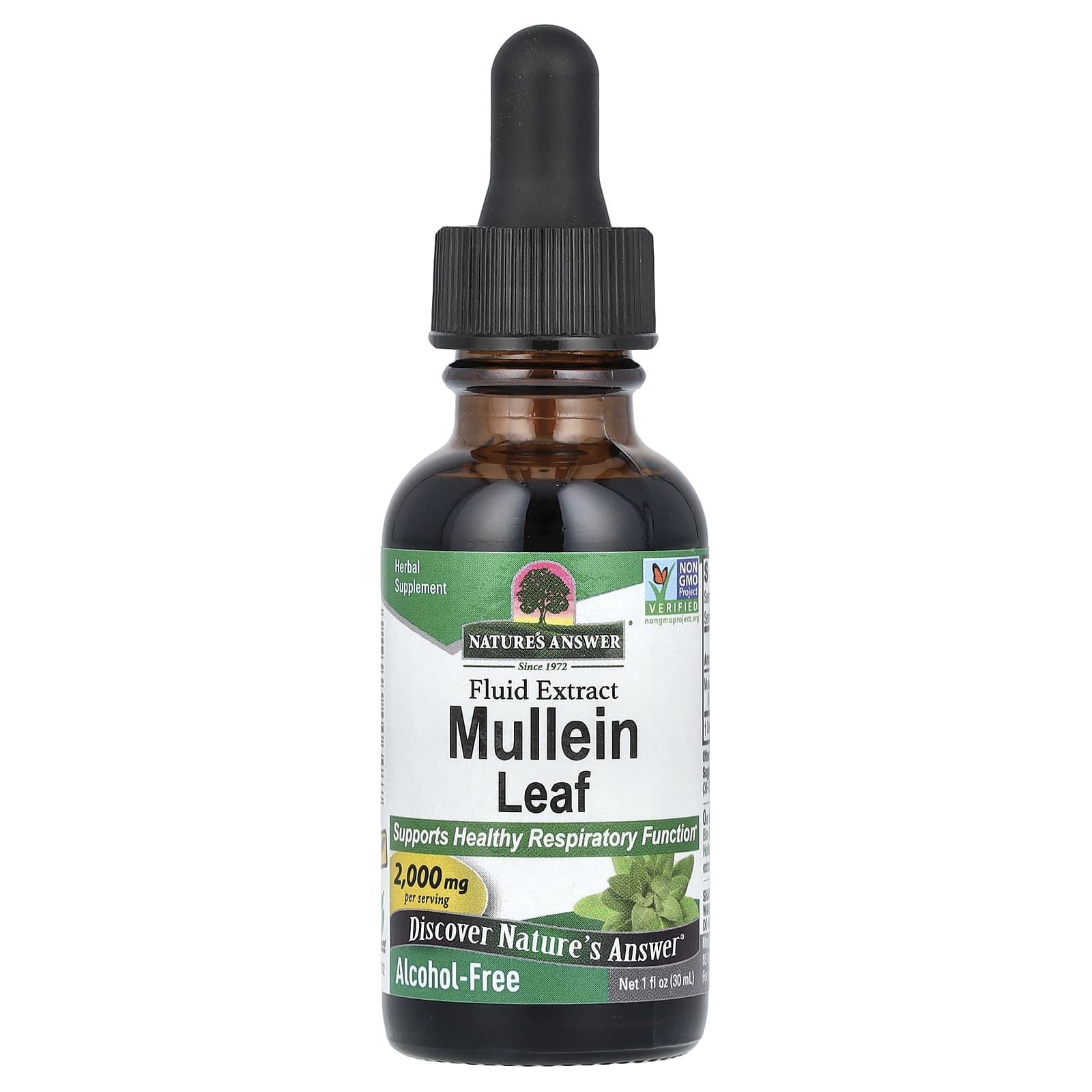Nature's Answer, Mullein Leaf, Fluid Extract, Alcohol-Free , 2,000 mg, 1 fl oz (30 ml) - Image 1