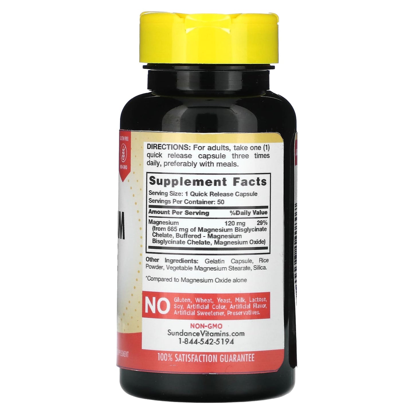 Sundance Vitamins, High Absorption Magnesium Glycinate, 665 mg, 50 Quick Release Capsules - Image 2