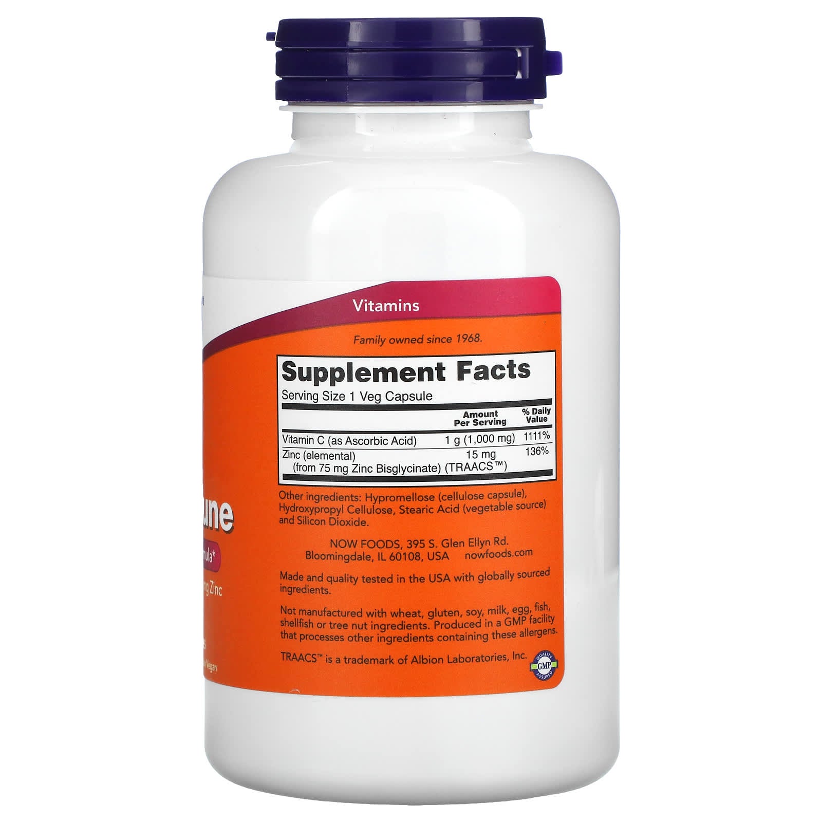 NOW Foods, C-1000 Zinc Immune , 180 Veg Capsules - Image 2