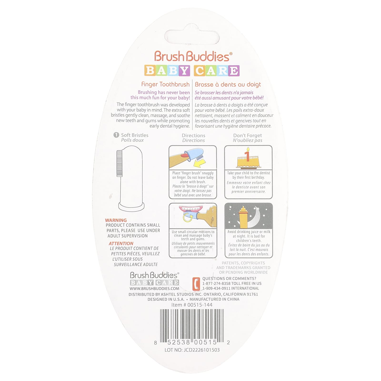 Baby Finger Toothbrush by Brush Buddies - 0-3 Years, Soft Bristles - Image 2
