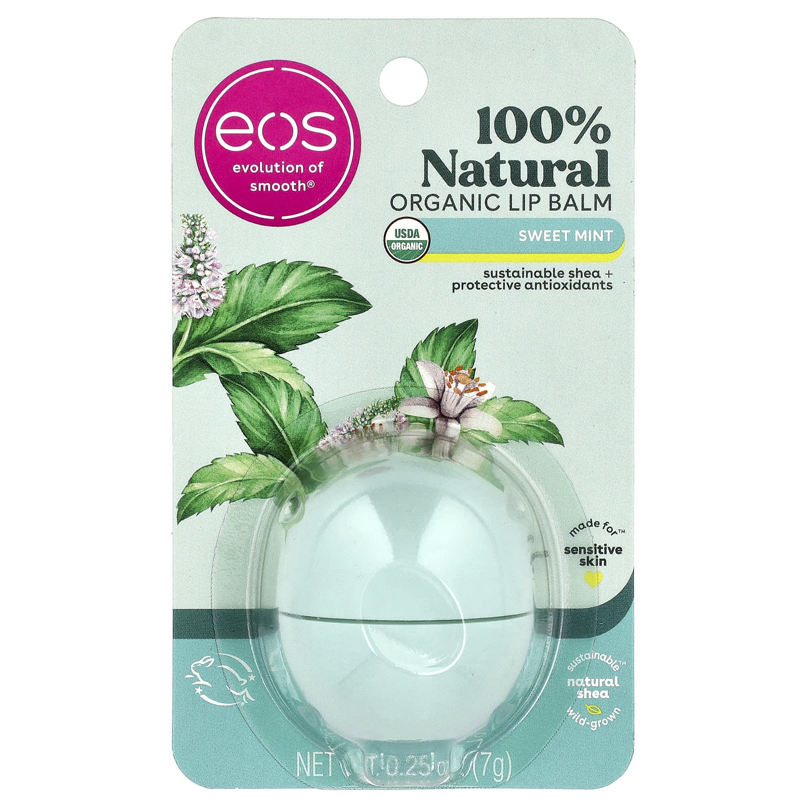 Organic Lip Balm for Sensitive Skin - Sweet Mint - EOS - 0.25 oz - Image 2