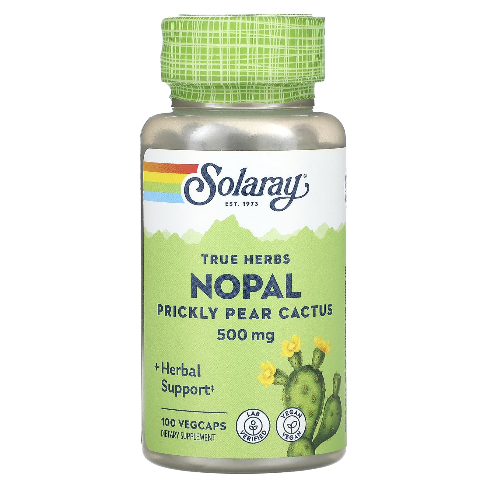 Solaray, True Herbs, Nopal, Prickly Pear Cactus, 500 mg, 100 VegCaps - Image 1