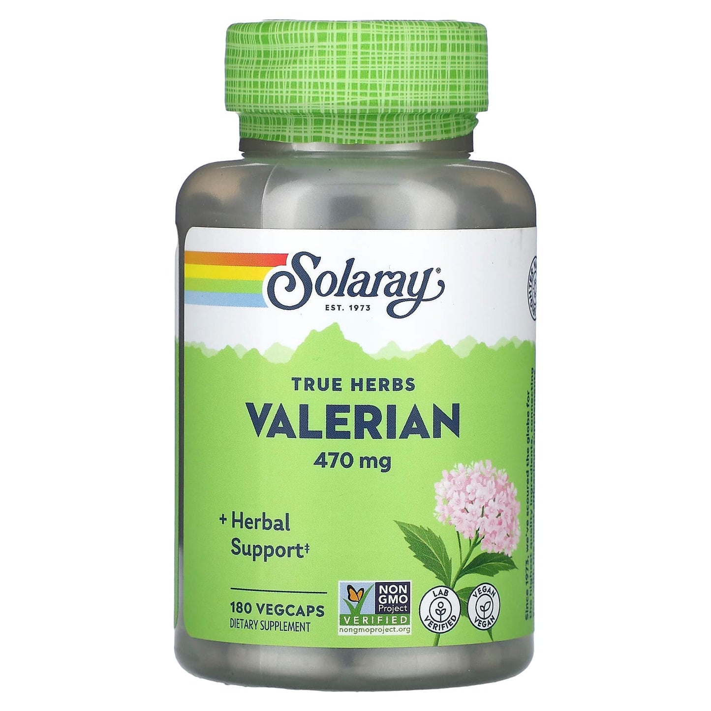 Solaray, True Herbs, Valerian, 470 mg, 180 VegCaps - Image 1