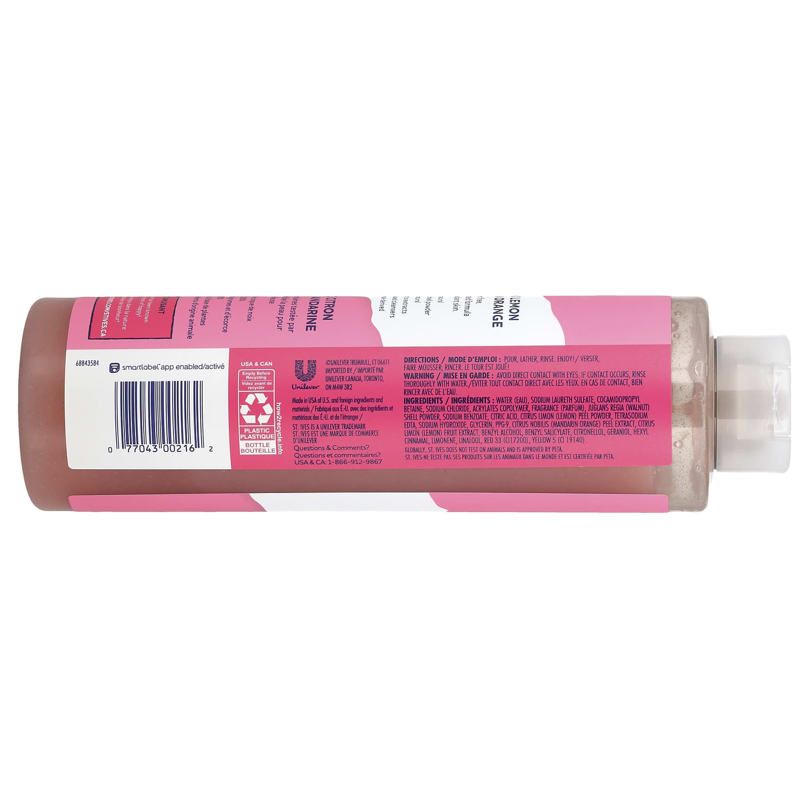 St. Ives, Exfoliating Body Wash, Pink Lemon & Mandarin Orange, 22 fl oz (650 ml) - Image 2