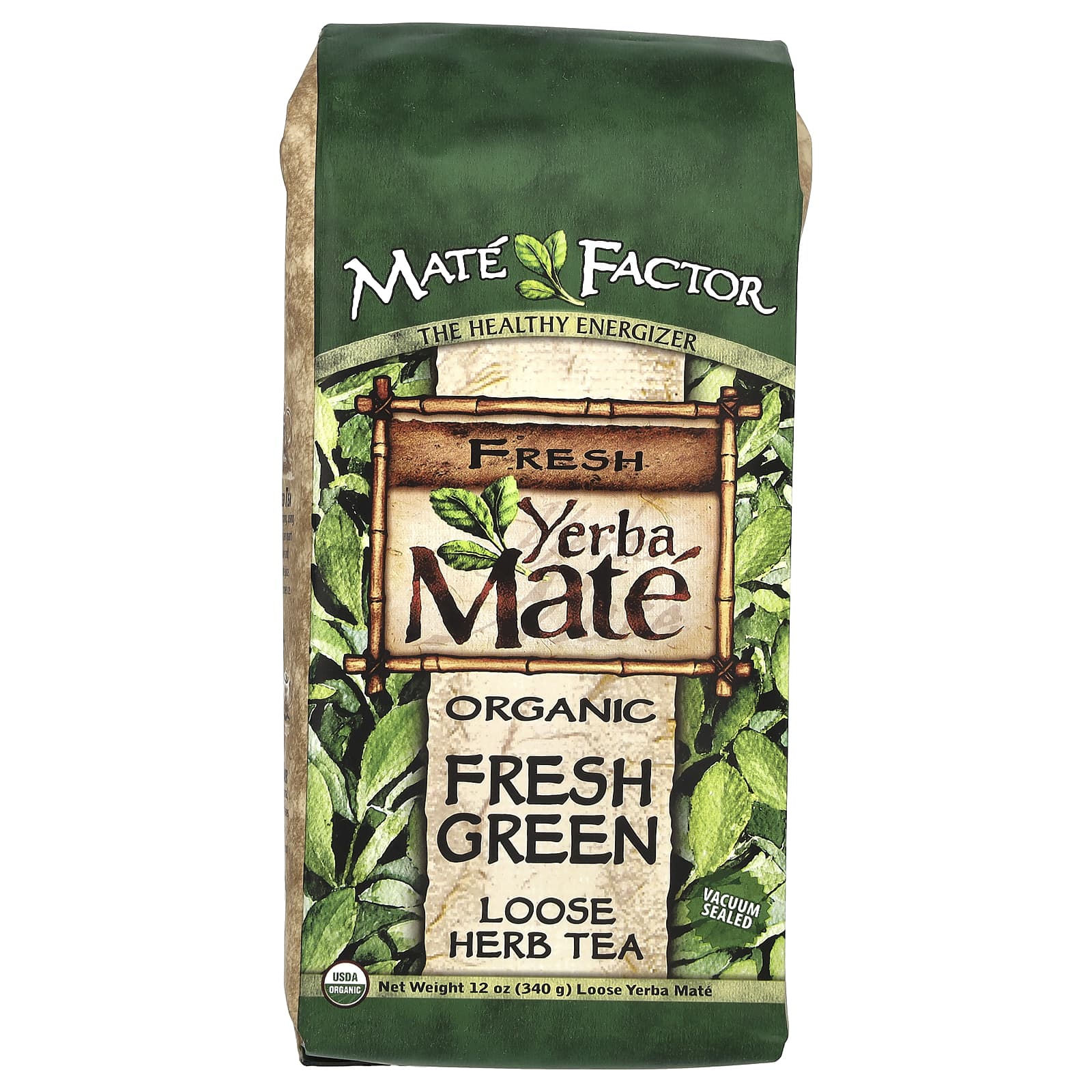 Mate Factor, Organic Yerba Mate, Loose Herb Tea, Fresh Green, 12 oz (340 g) - Image 1