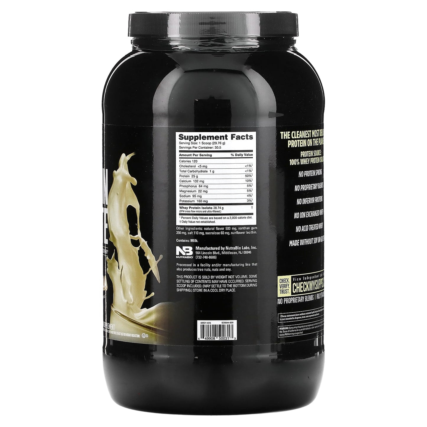NutraBio, Whey Protein Isolate, Alpine Vanilla, 2 lb (907 g) - Image 2