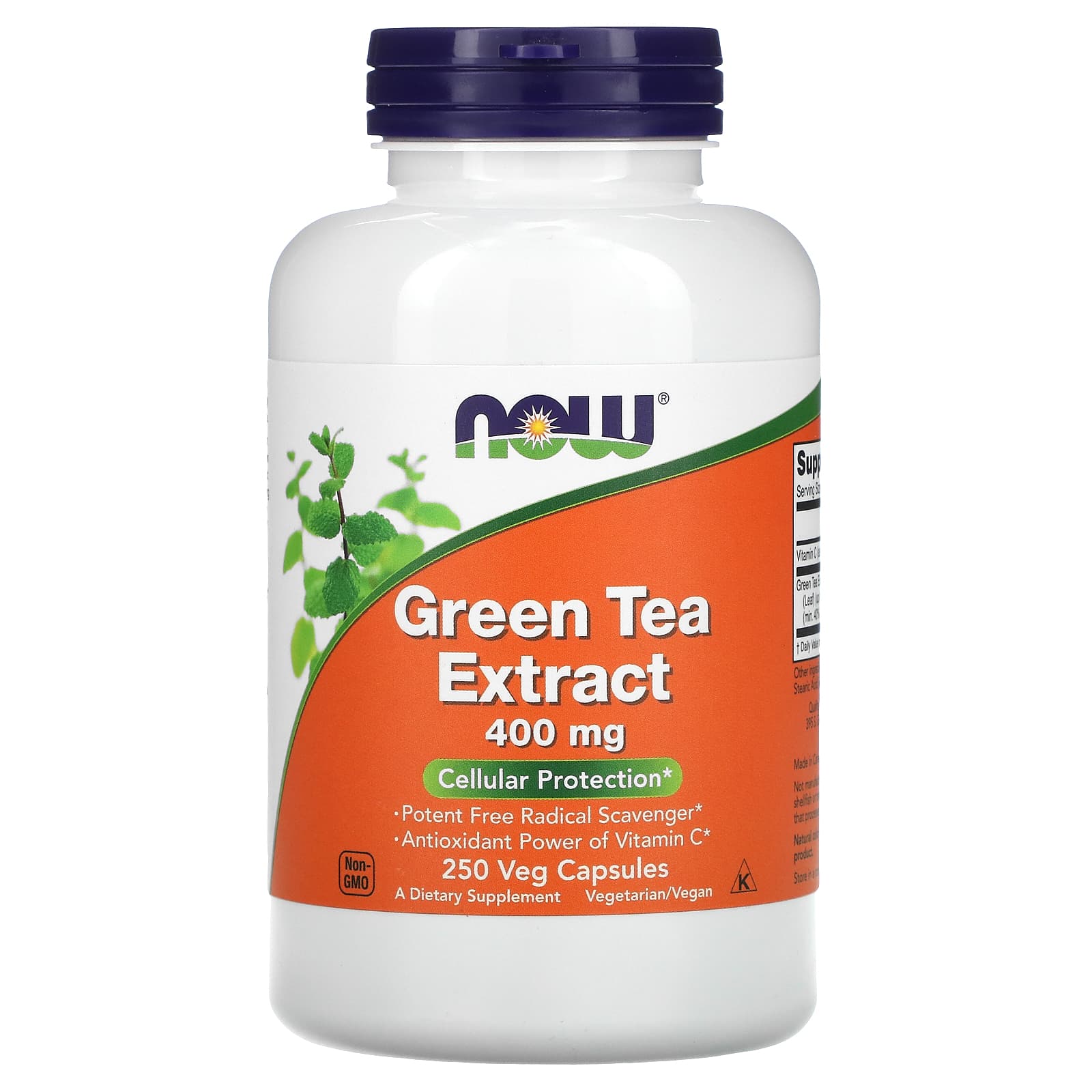 NOW Foods, Green Tea Extract, 400 mg, 250 Veg Capsules - Image 1