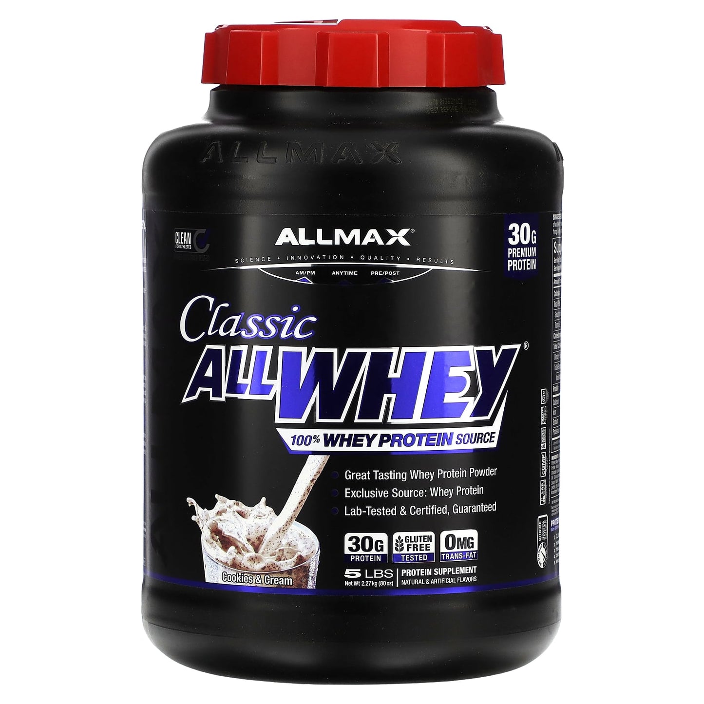 ALLMAX Classic AllWhey 100% Whey Protein Powder Cookies & Cream 5 lbs - Image 1