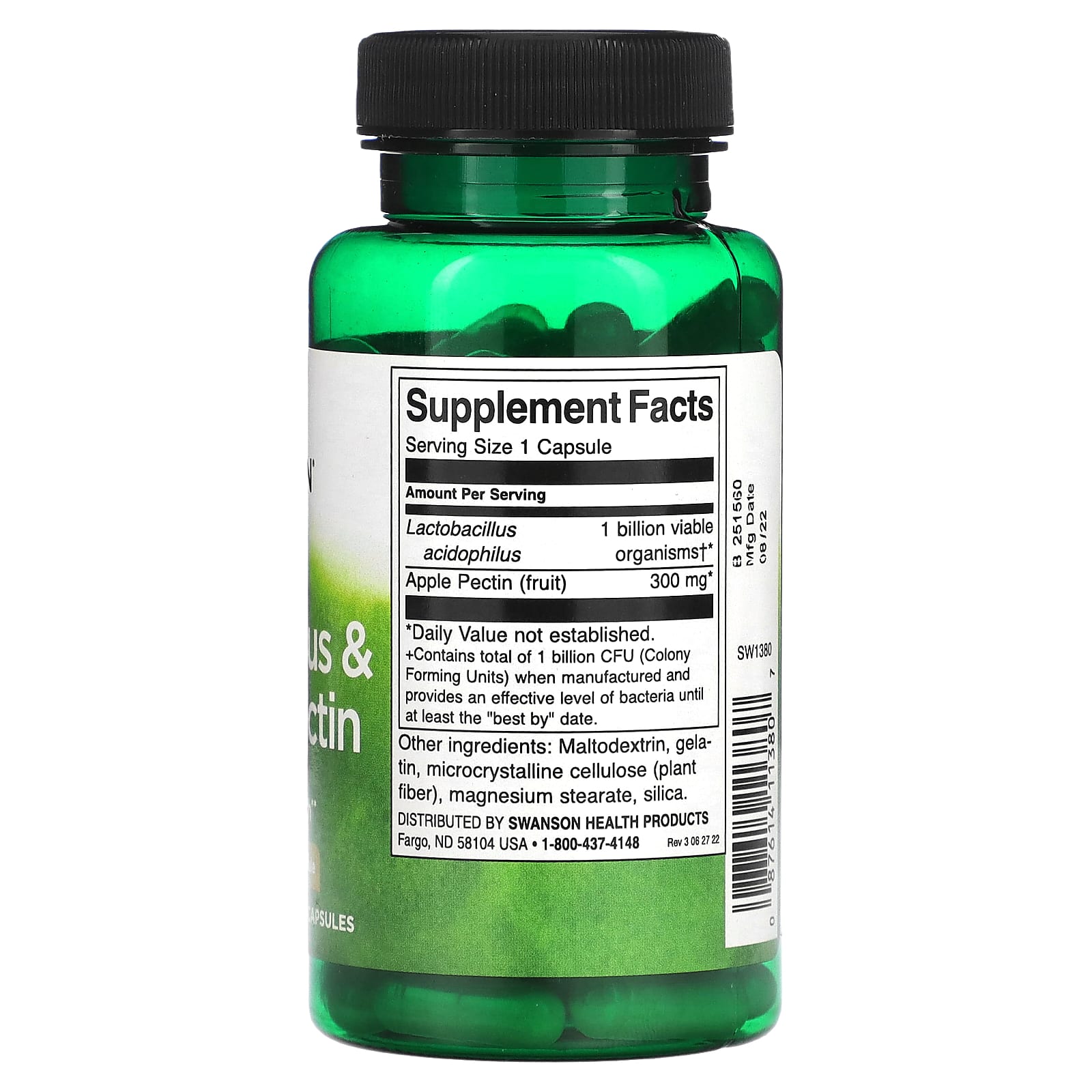 Swanson, Acidophilus & Apple Pectin, 1 Billion CFU, 90 Capsules