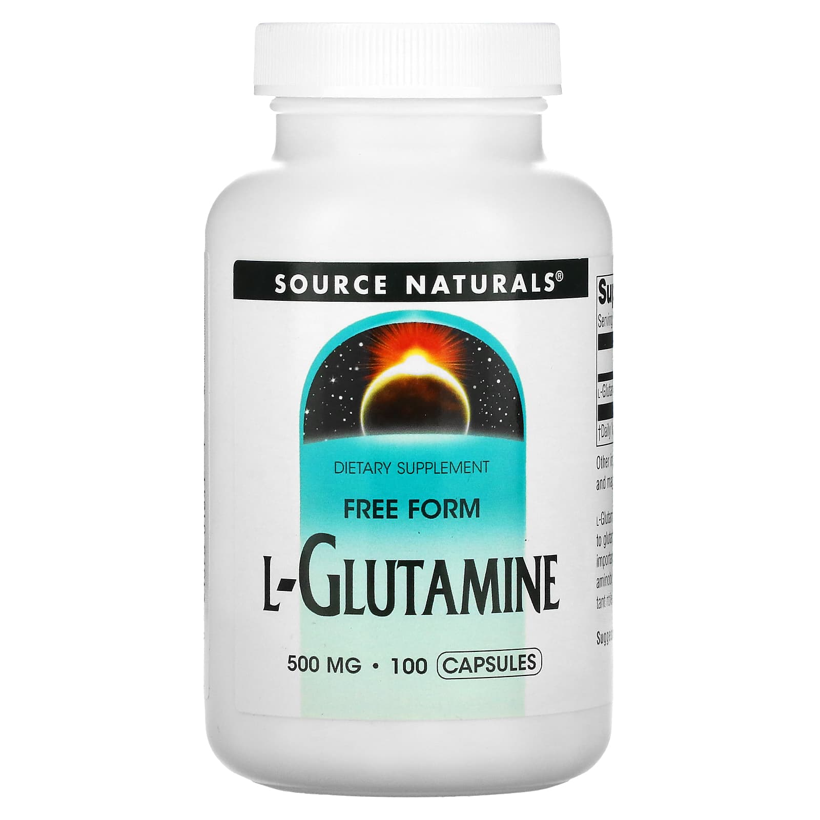 Source Naturals, L-Glutamine, 500 mg, 100 Capsules - Image 1