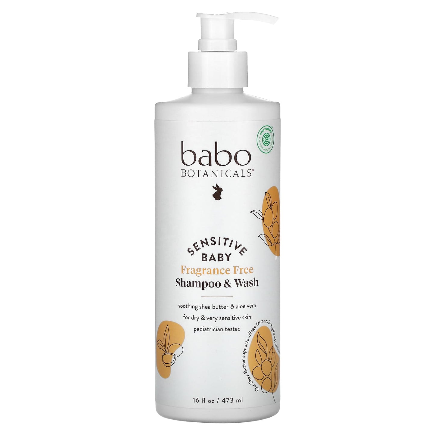Fragrance-Free Sensitive Baby Shampoo & Wash by Babo Botanicals - Image 1