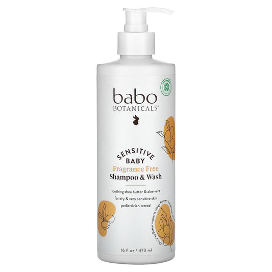 Fragrance-Free Sensitive Baby Shampoo & Wash by Babo Botanicals - Image 1