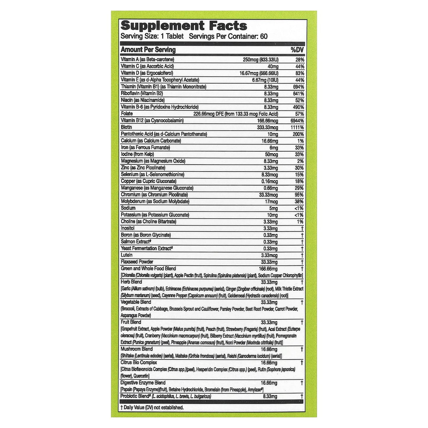 CATALO Plant-Based Multi-Vitamin with Minerals - 60 Tablets - Image 2